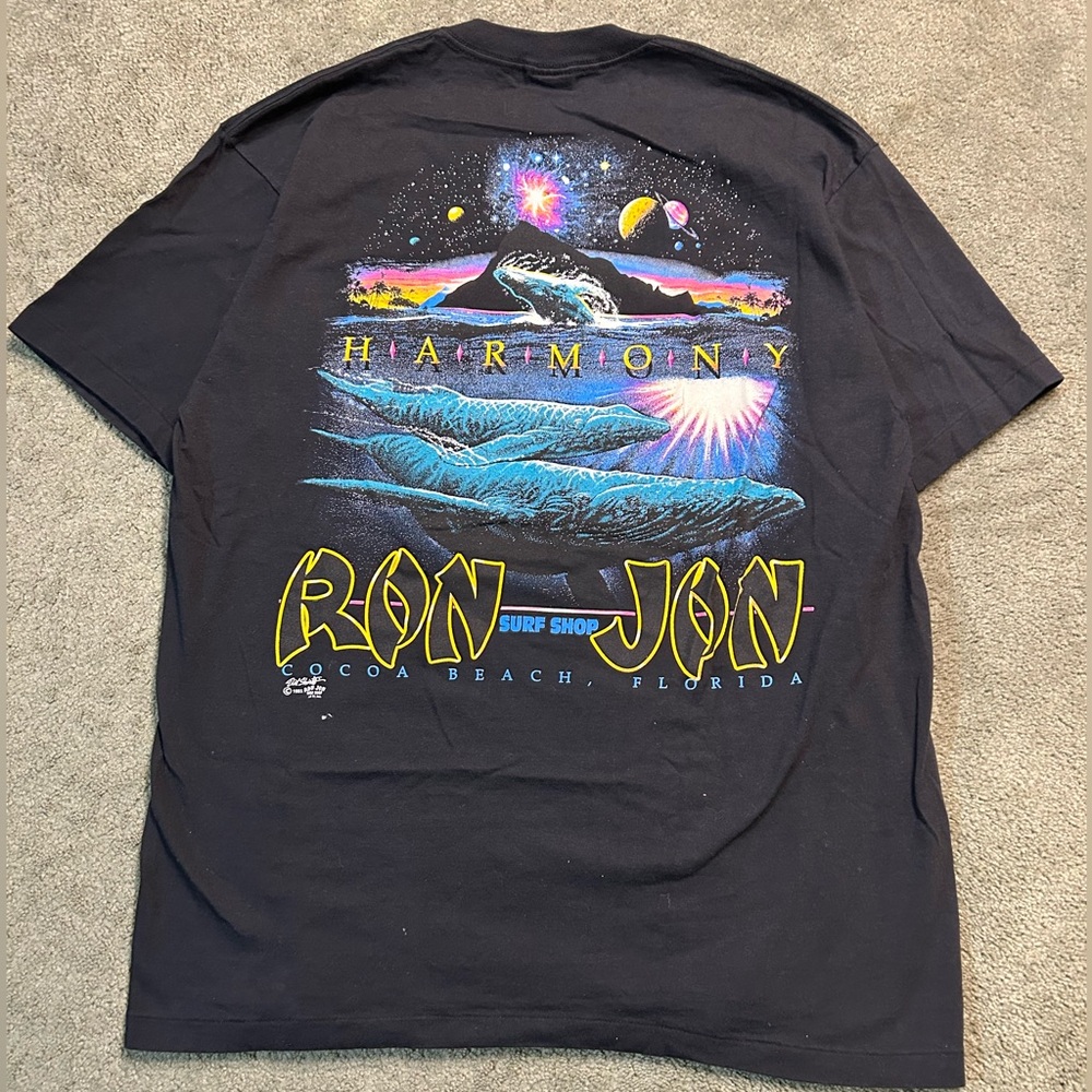 Vintage 90s 1993 Ron Jon Surf Shop Single Stitch Harmony Moon Stars T Shirt XL